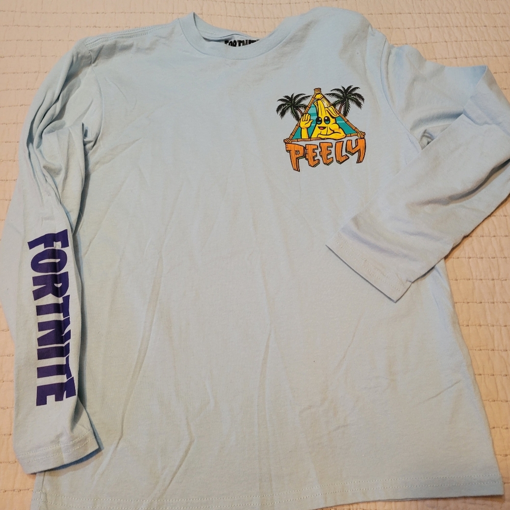 Fortnite " Peely" Light Blue Long Sleeve Shirt 10/12